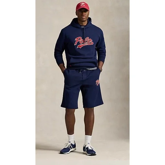 NWT POLO Ralph Lauren Navy Logo Double-Knit 12" Inseam Shorts Multi PonyXXL T - Picture 2 of 13